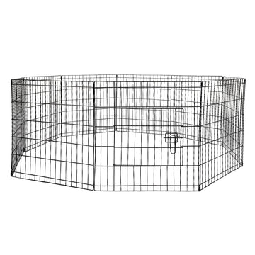 PaWz Pet Dog Playpen Puppy Exercise 8 Panel Enclosure Fence Black With Door 24" PaWz